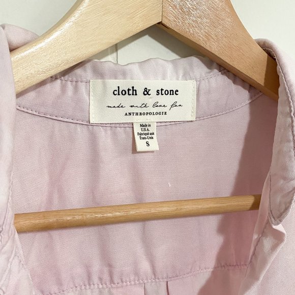 Anthropologie Cloth & Stone Tencel Blue/Pink Dip/Tie Dye Button Up Size Small - Picture 11 of 13